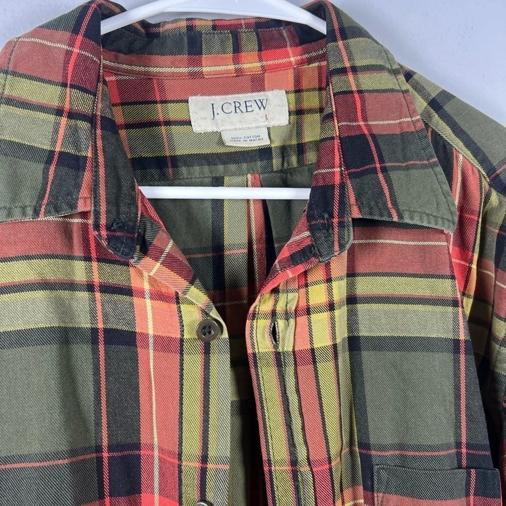 J. Crew Plaid Button Down Cotton Large